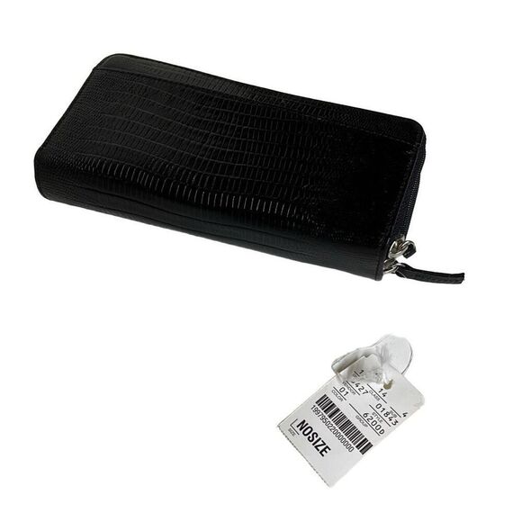 Vintage new Casual Corner Women's Black Embossed Leather Zip-Around Wallet One S - Picture 3 of 11